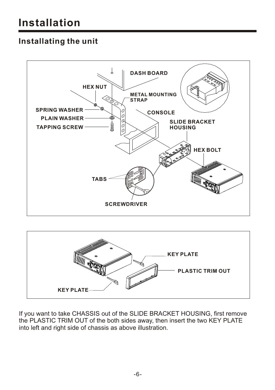 Installation, Installating the unit | EXONIC EXD 7095 User Manual | Page 6 / 40