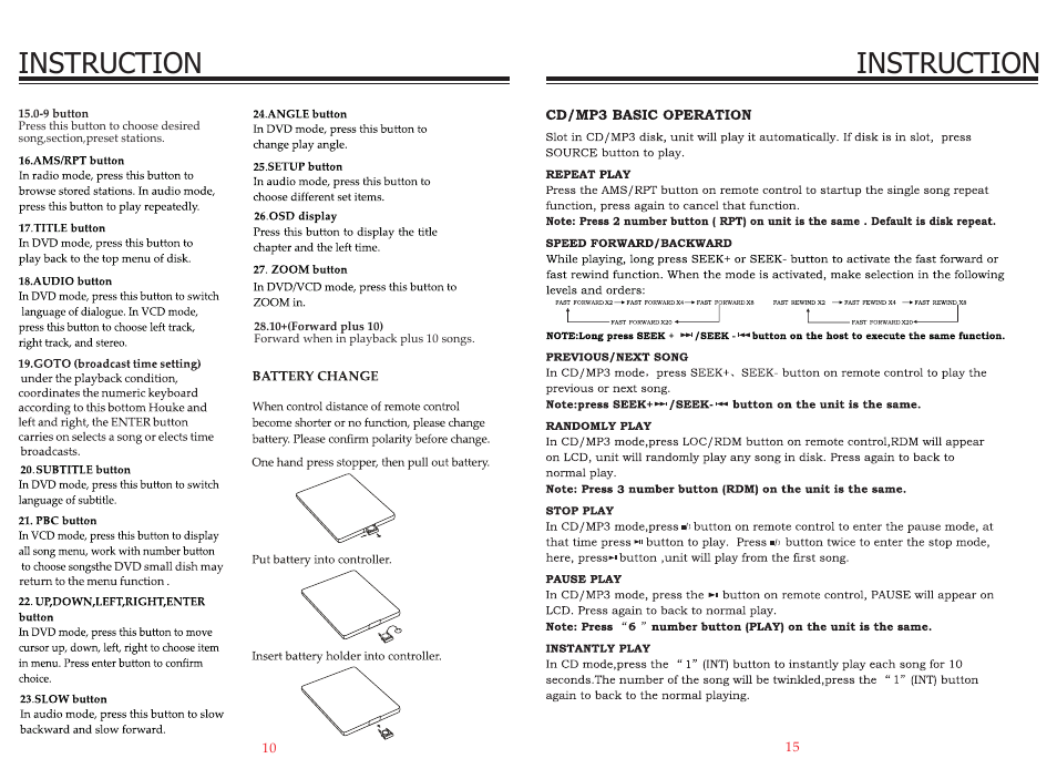 页 10, Instruction | EXONIC EXD 8095 User Manual | Page 10 / 12