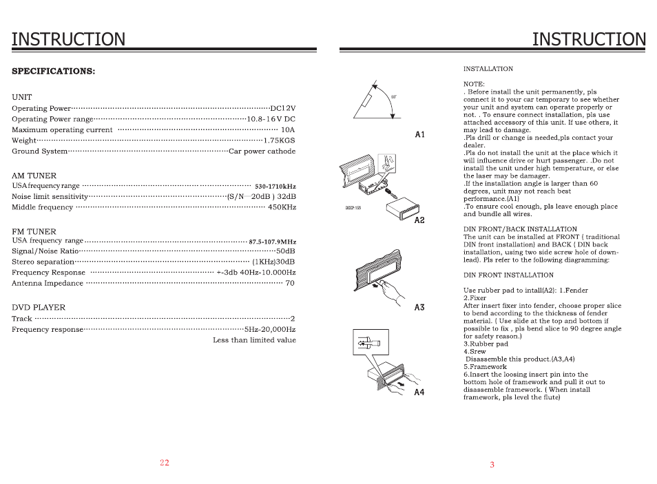 Instruction | EXONIC EXD 8095 User Manual | Page 3 / 12