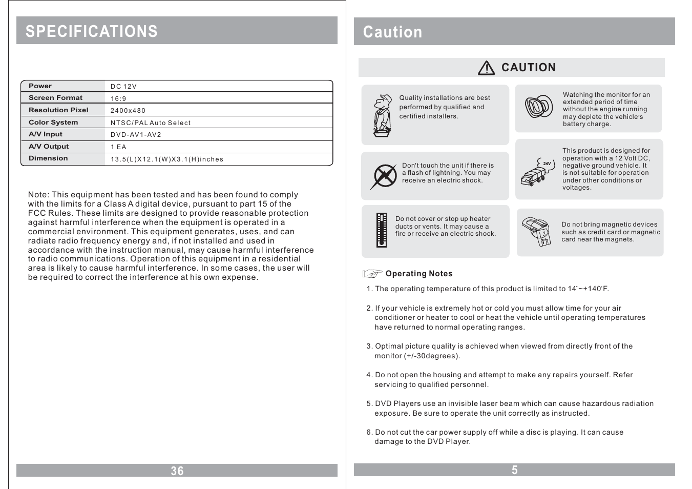Specifications, Caution | EXONIC EXM 110HP User Manual | Page 5 / 20