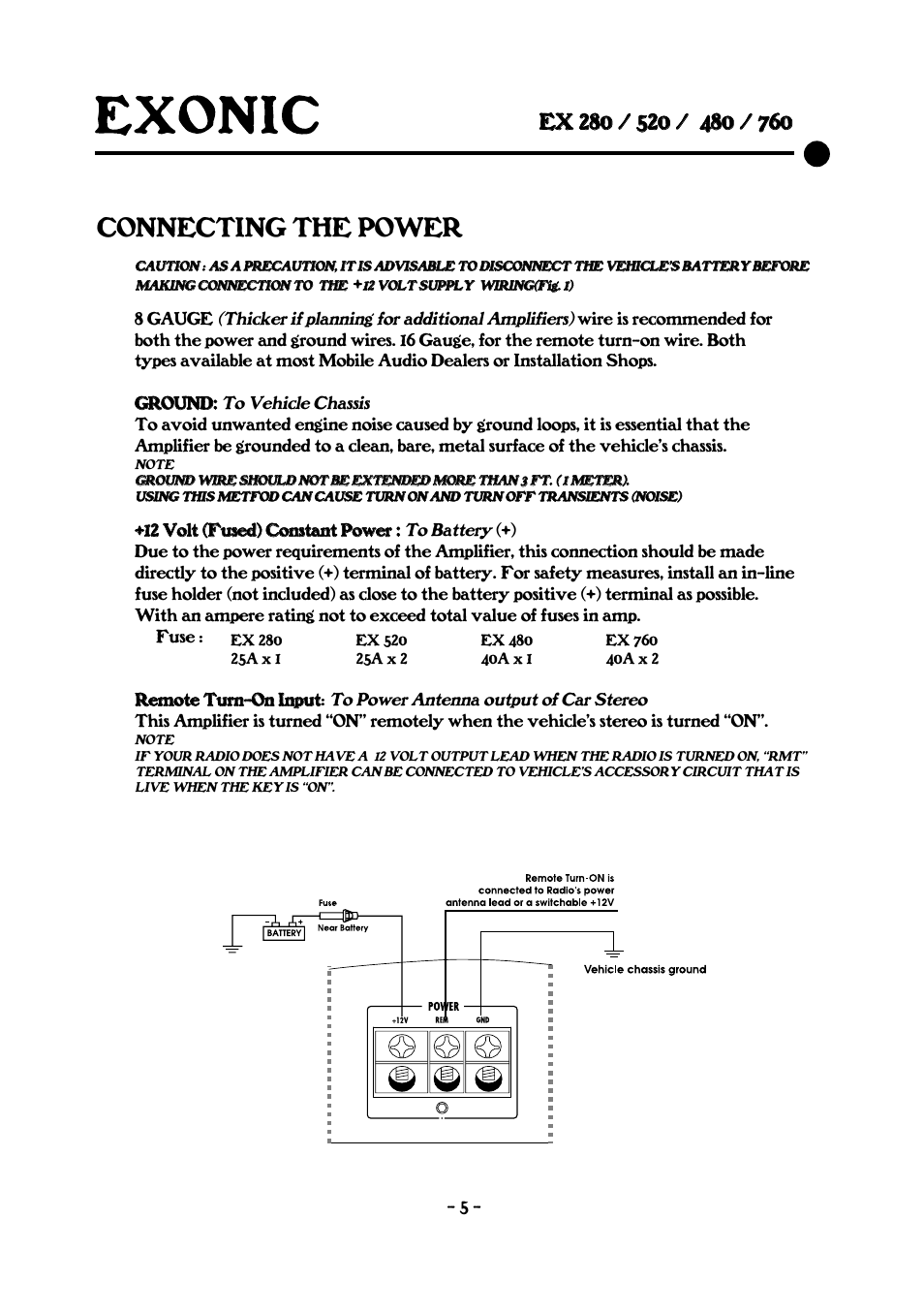 Connecting the power | EXONIC EX 2&4CH User Manual | Page 5 / 16