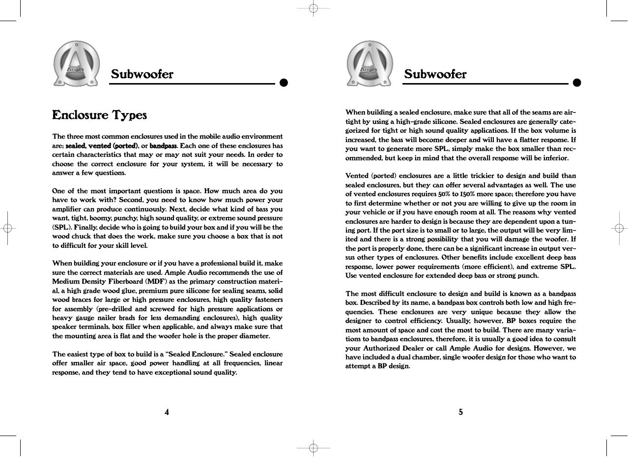 Subwoofer, Enclosure types | EXONIC Sub User Manual | Page 4 / 6