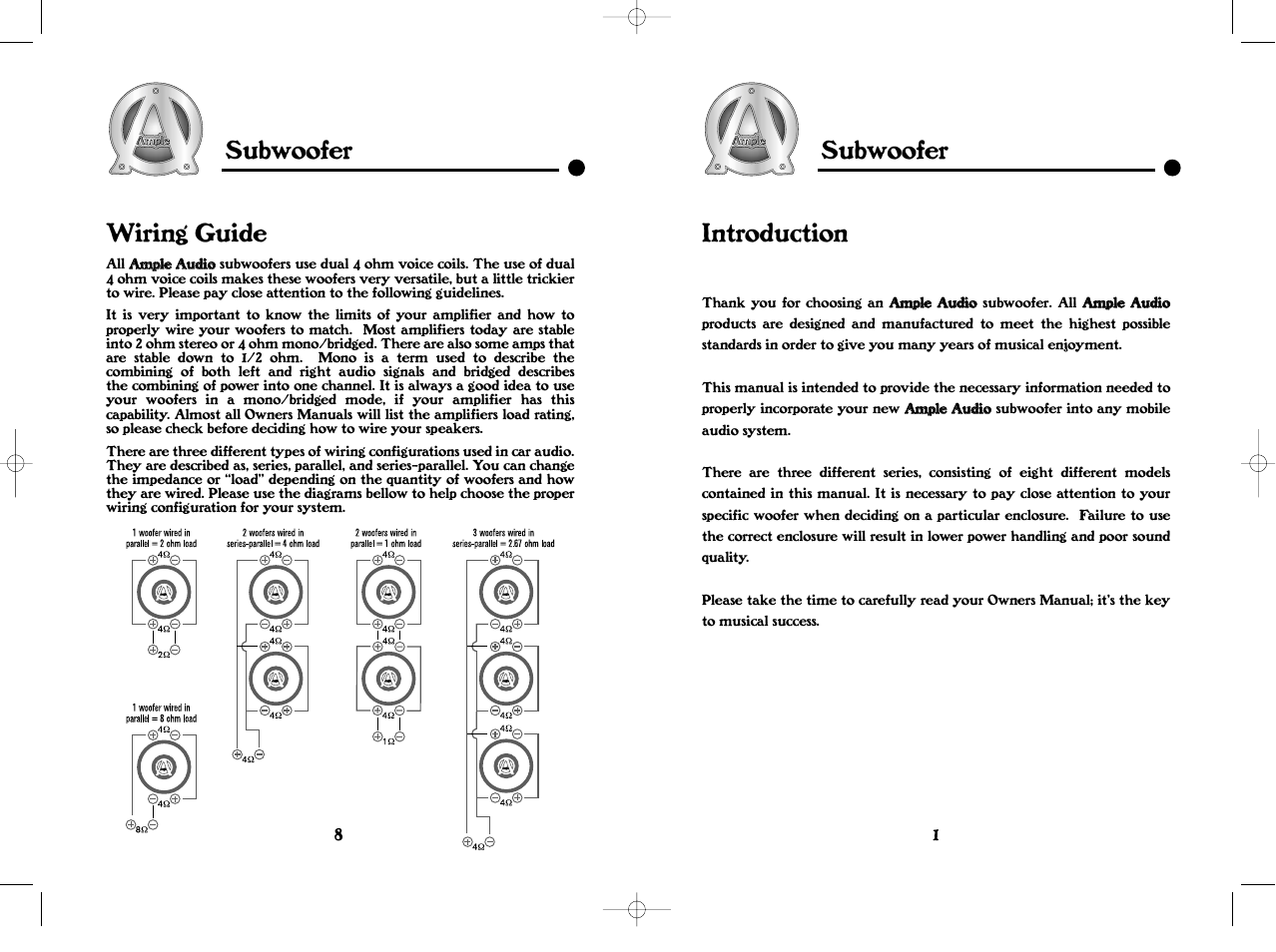Subwoofer, Wiring guide, Introduction | EXONIC Sub User Manual | Page 6 / 6