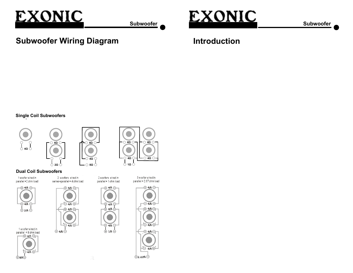 Subwoofer wiring diagram, Introduction | EXONIC Subwoofer User Manual | Page 2 / 5