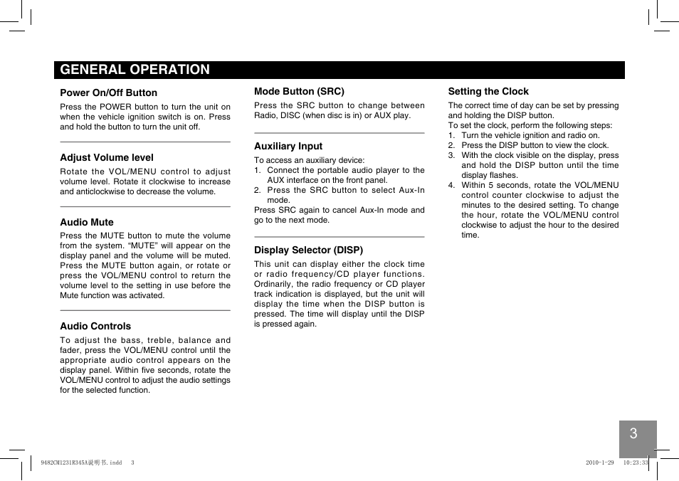 General operation | EXONIC 150 User Manual | Page 4 / 13