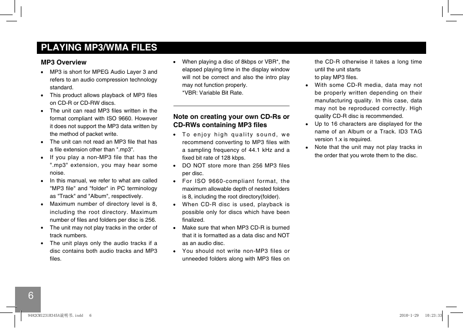 Playing mp3/wma files | EXONIC 150 User Manual | Page 7 / 13