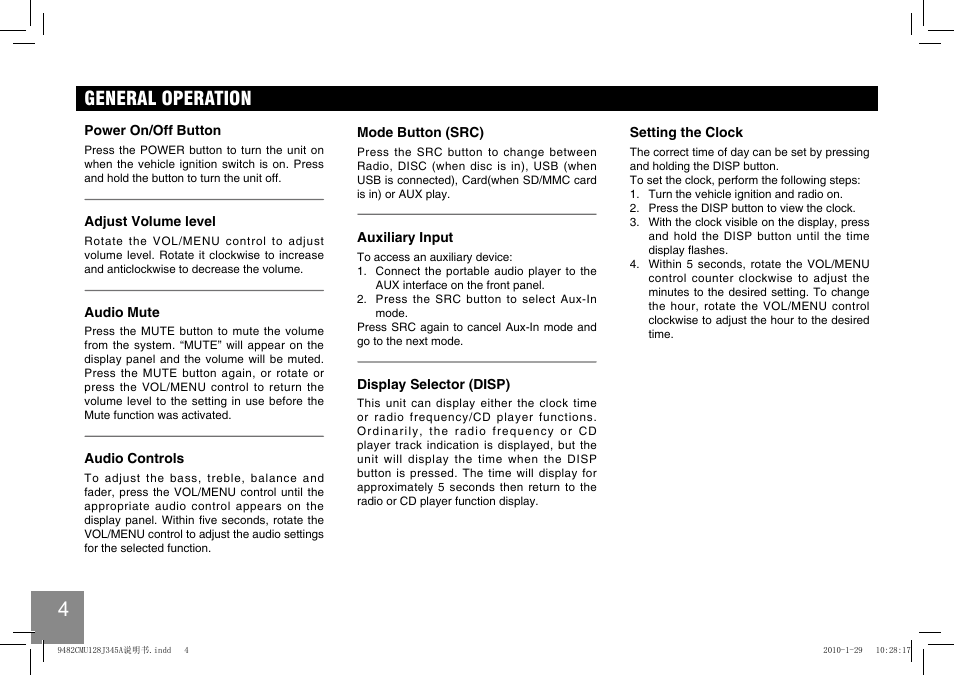 General operation | EXONIC 250 User Manual | Page 5 / 15