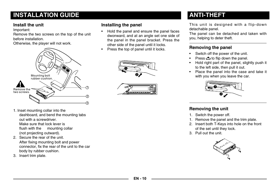 Installation guide, Anti-theft | EXONIC 500 User Manual | Page 11 / 14