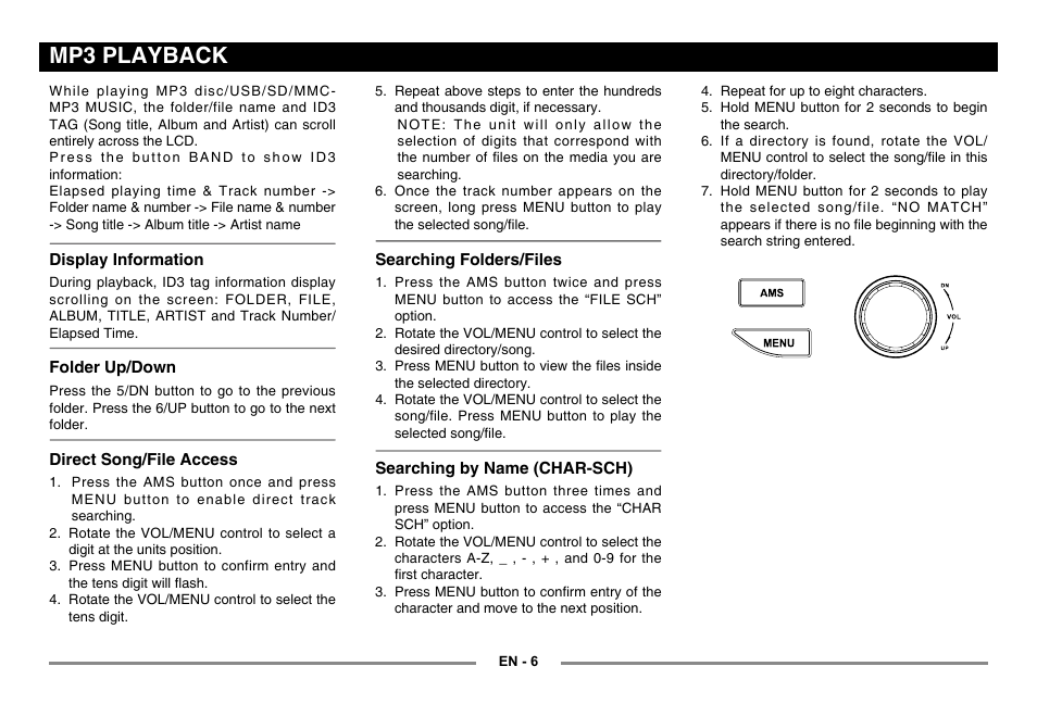 Mp3 playback | EXONIC 500 User Manual | Page 7 / 14