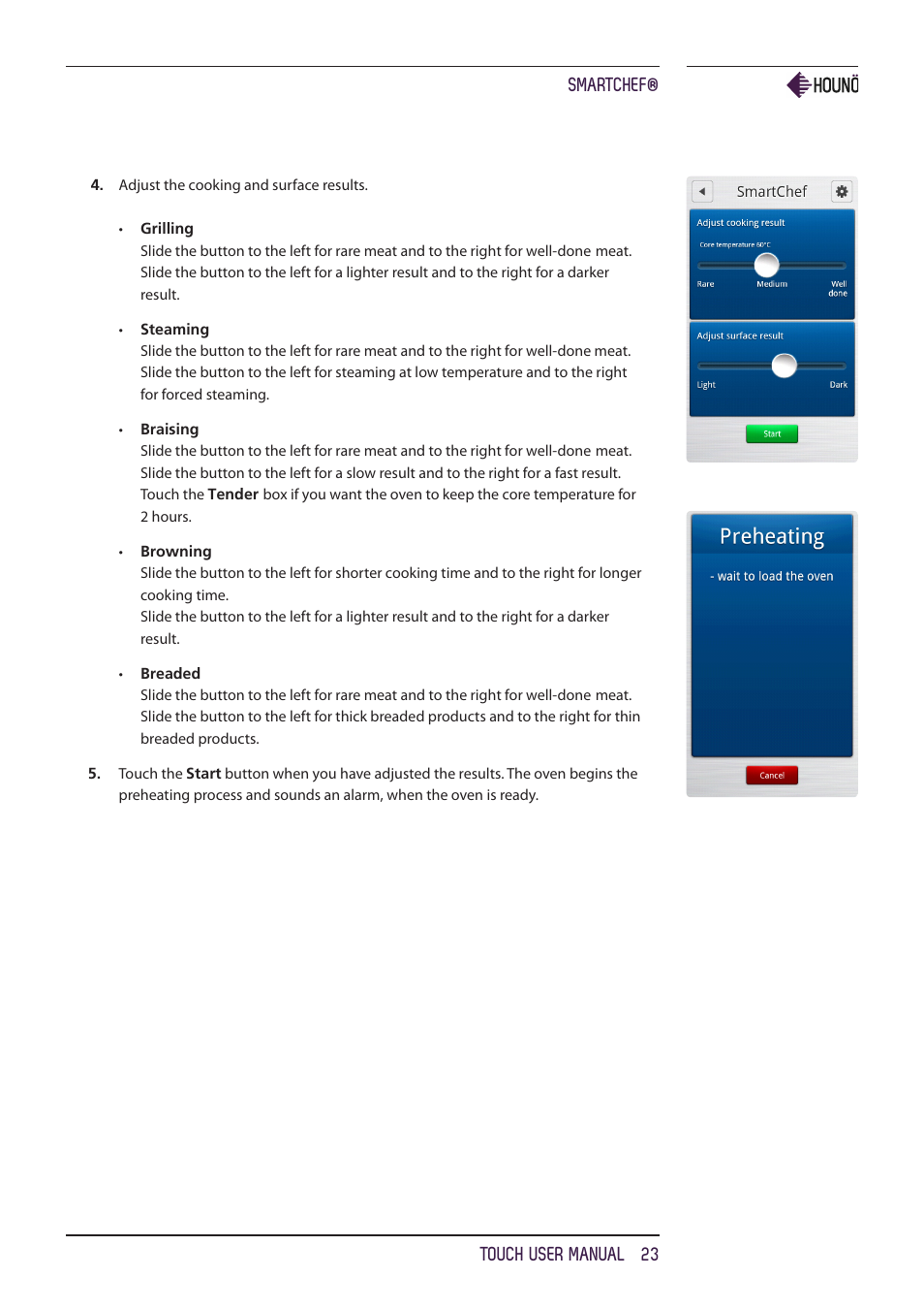 Smartchef® touch user manual 23 | HOUNO KPE, CPE, BPE & CPE-gas ovens User Manual | Page 23 / 40