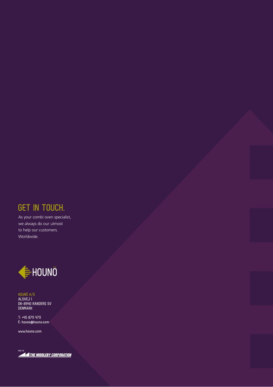 Get in touch | HOUNO KPE, CPE, BPE & CPE-gas ovens User Manual | Page 40 / 40