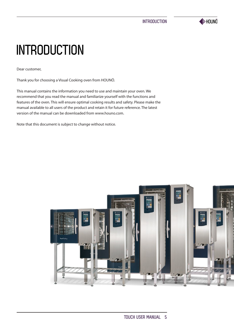 Introduction | HOUNO KPE, CPE, BPE & CPE-gas ovens User Manual | Page 5 / 40