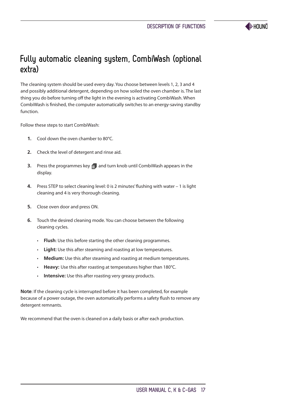 HOUNO C, K & C-gas ovens User Manual | Page 17 / 36