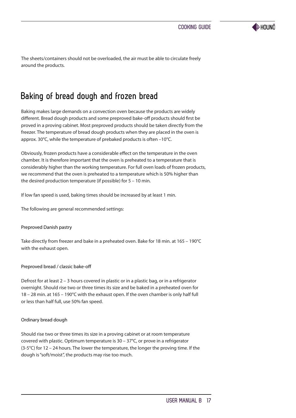 Baking of bread dough and frozen bread | HOUNO B ovens User Manual | Page 17 / 32