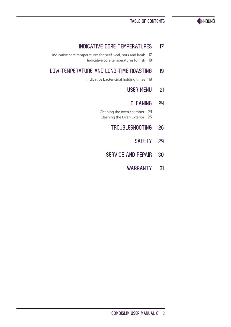 HOUNO CombiSlim C ovens User Manual | Page 3 / 32