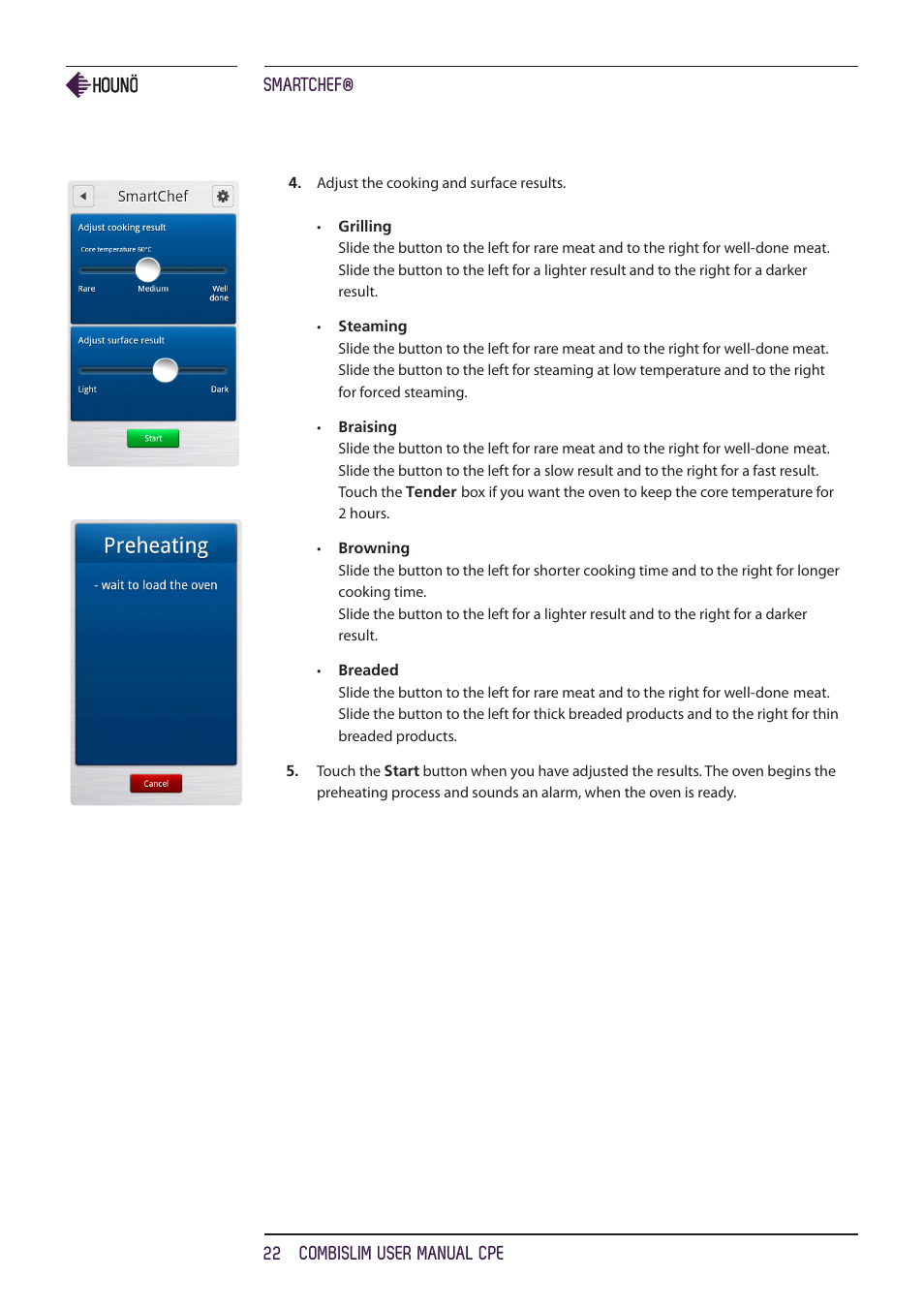 Smartchef® 22 combislim user manual cpe | HOUNO CombiSlim CPE ovens User Manual | Page 22 / 36