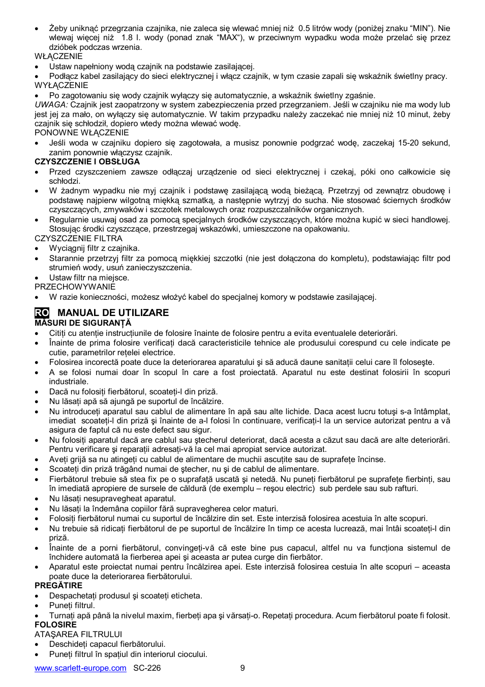 Scarlett SC-226 User Manual | Page 9 / 20