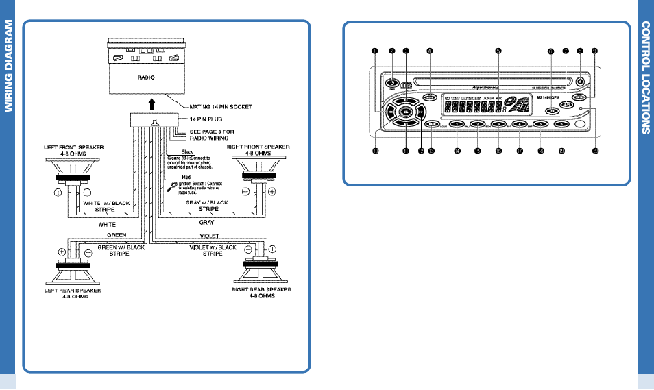 2wiring diagram, 3control locations | ASA Electronics MS1400GFM User Manual | Page 3 / 8