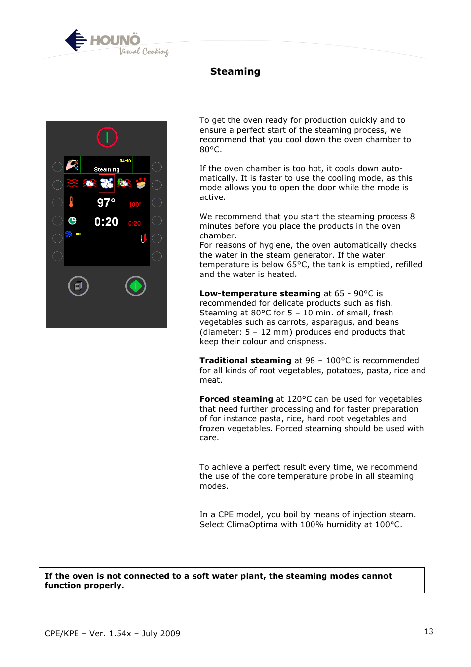 Steaming | HOUNO CPE-gas User Manual | Page 13 / 55