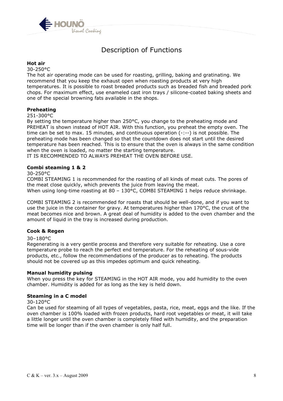 Description of functions | HOUNO K & C User Manual | Page 8 / 30