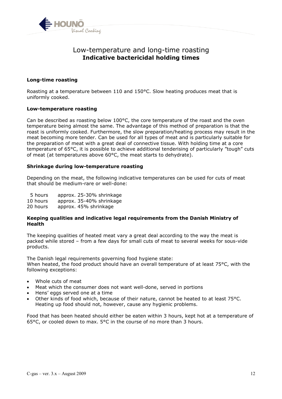 Low-temperature and long-time roasting | HOUNO C-gas User Manual | Page 12 / 30