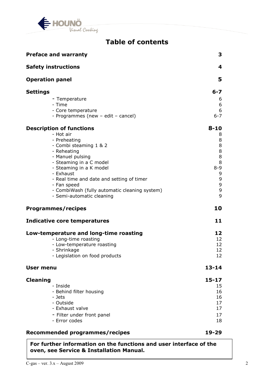 HOUNO C-gas User Manual | Page 2 / 30