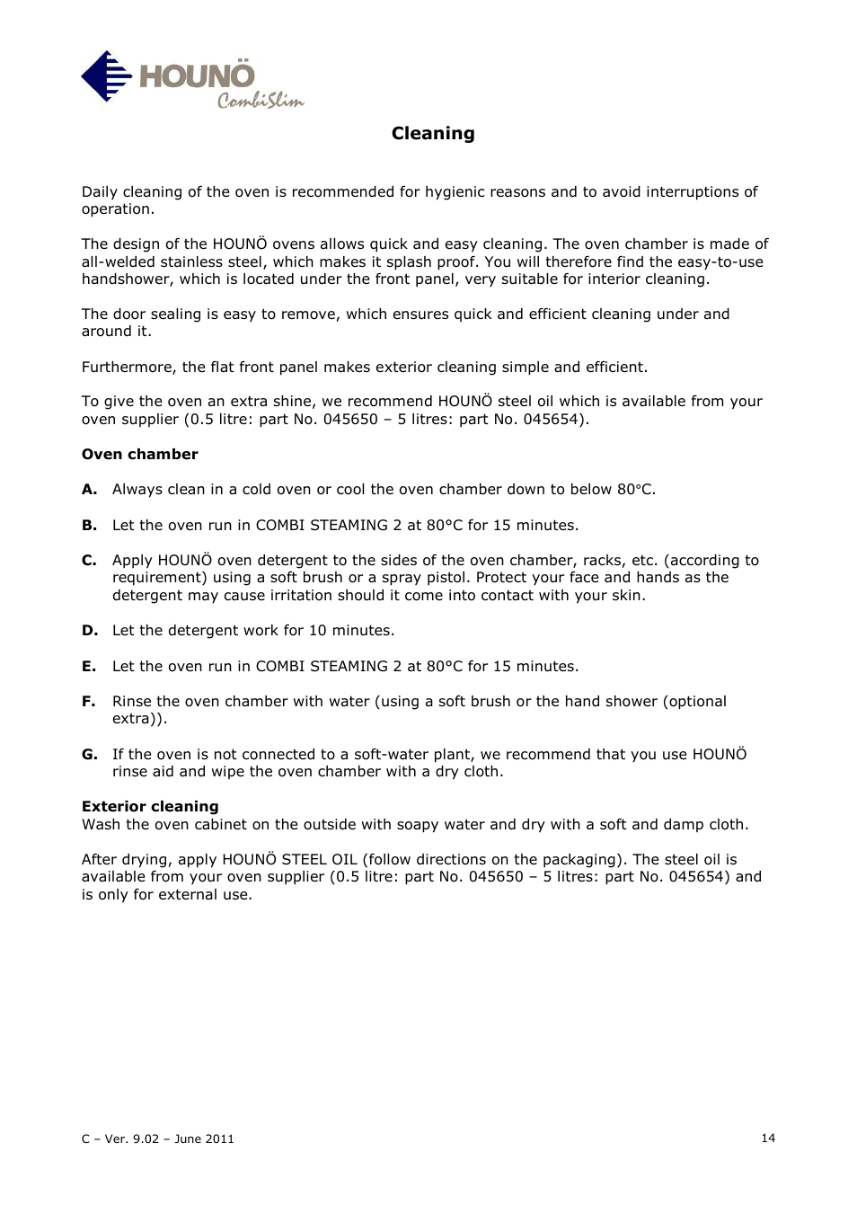 Cleaning | HOUNO CombiSlim C User Manual | Page 14 / 27