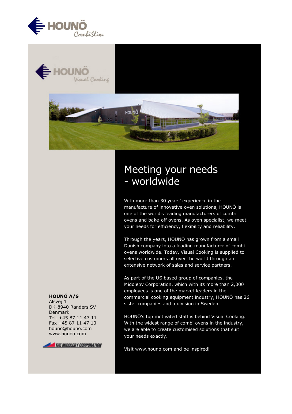 Meeting your needs - worldwide | HOUNO CombiSlim C User Manual | Page 27 / 27