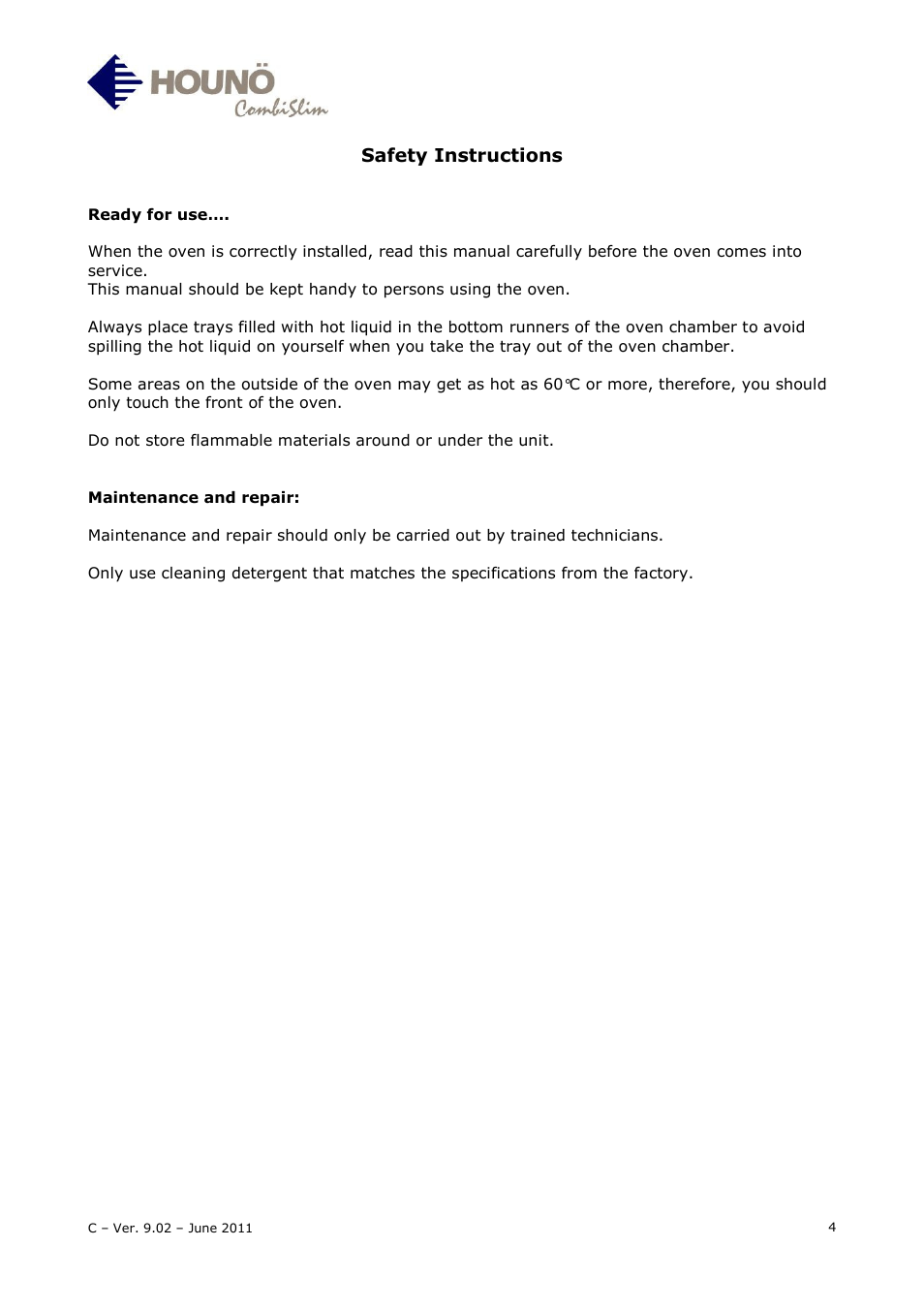 Safety instructions | HOUNO CombiSlim C User Manual | Page 4 / 27