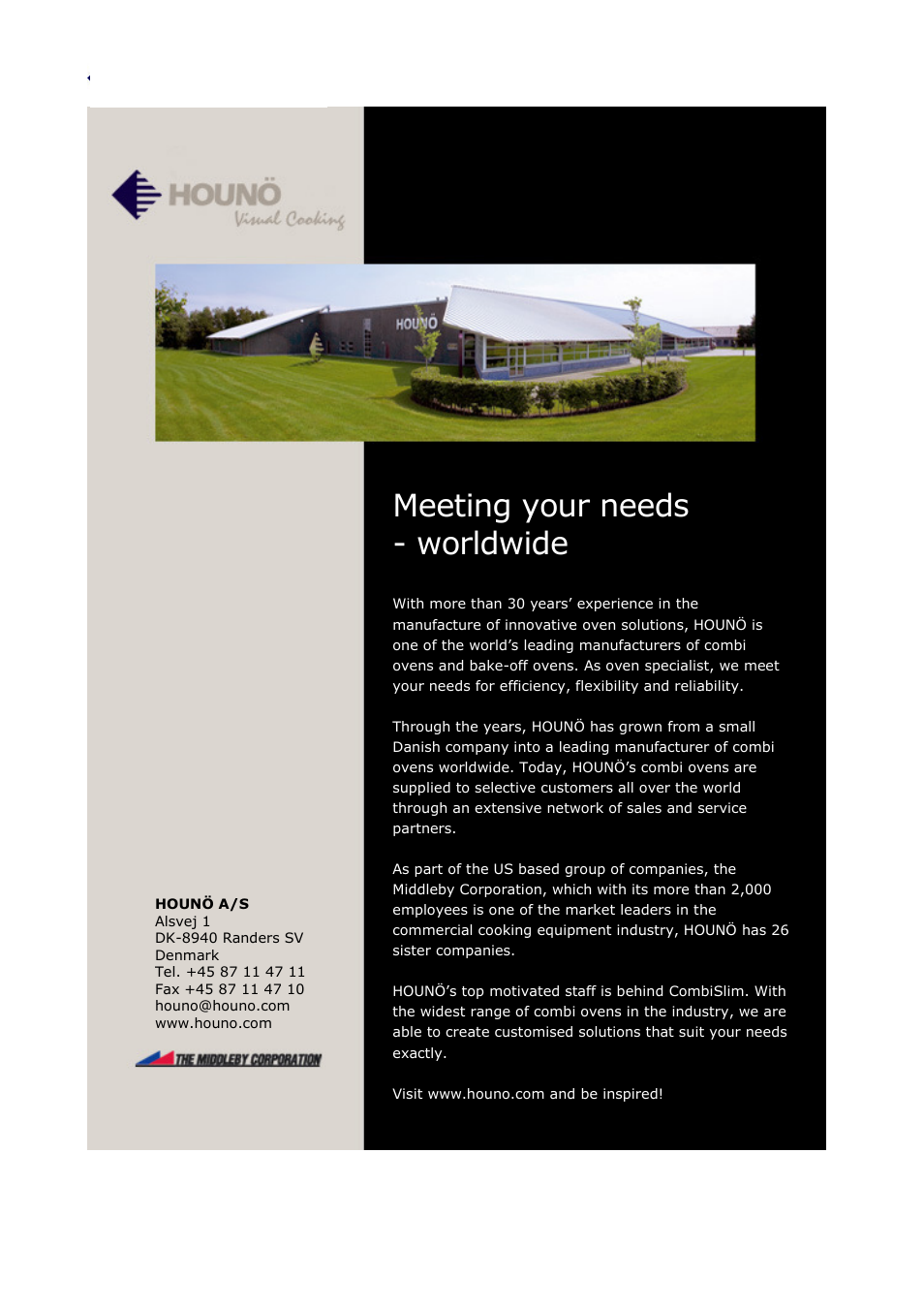 Meeting your needs - worldwide | HOUNO CombiSlim CPE User Manual | Page 54 / 54