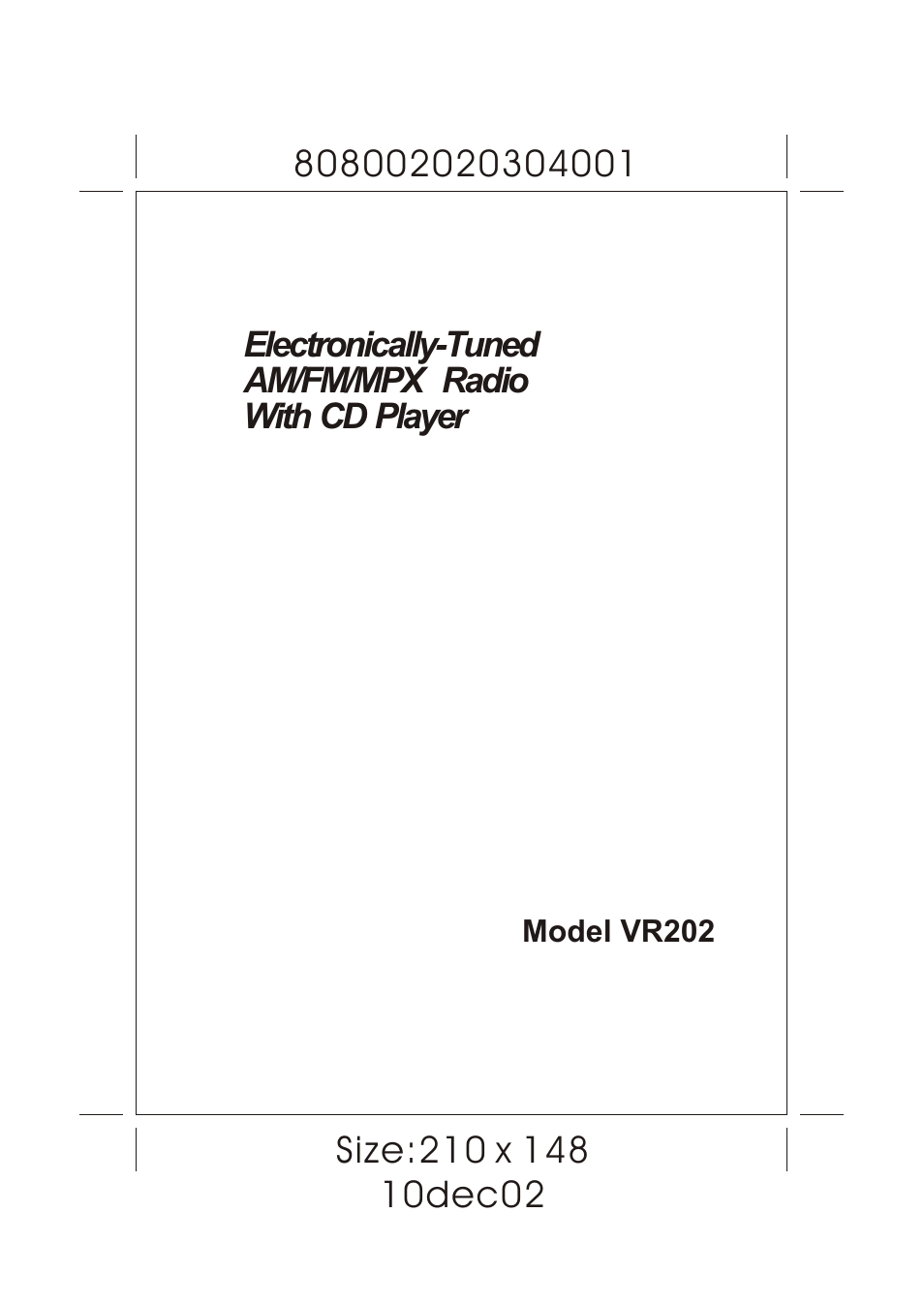 ASA Electronics VR202 User Manual | 8 pages