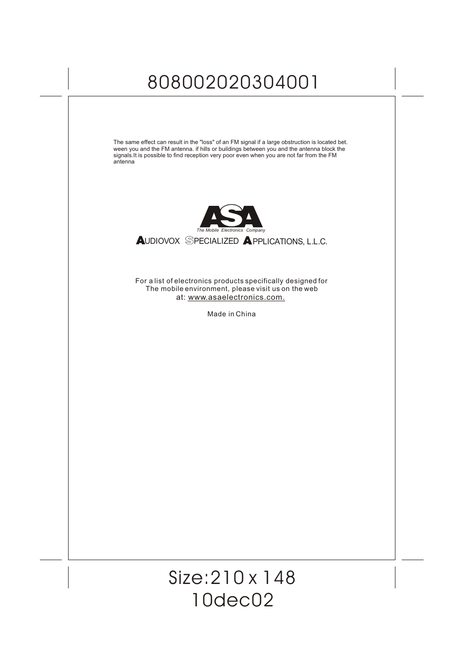 ASA Electronics VR202 User Manual | Page 7 / 8