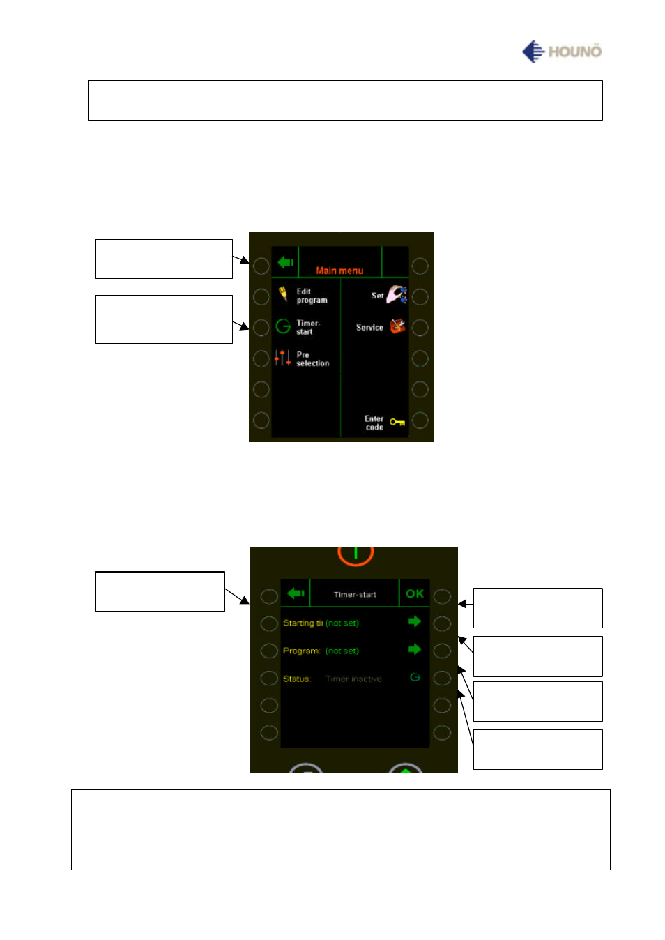 Main menu and setting timer start | HOUNO Visual Cooking I CPE User Manual | Page 22 / 48