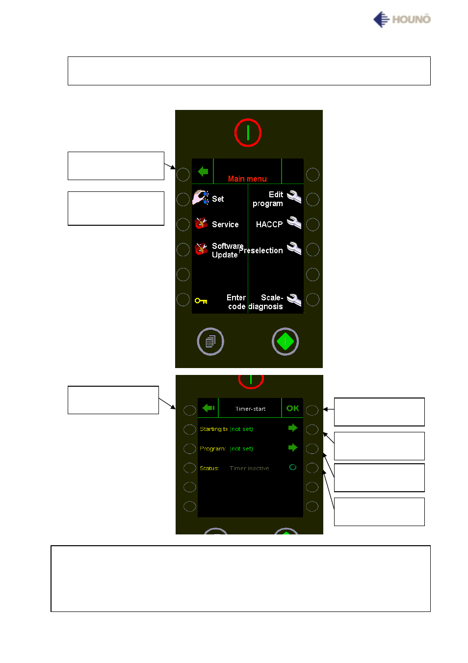 Main engineering menu and setting of timer start | HOUNO Visual Cooking I BPE User Manual | Page 24 / 33