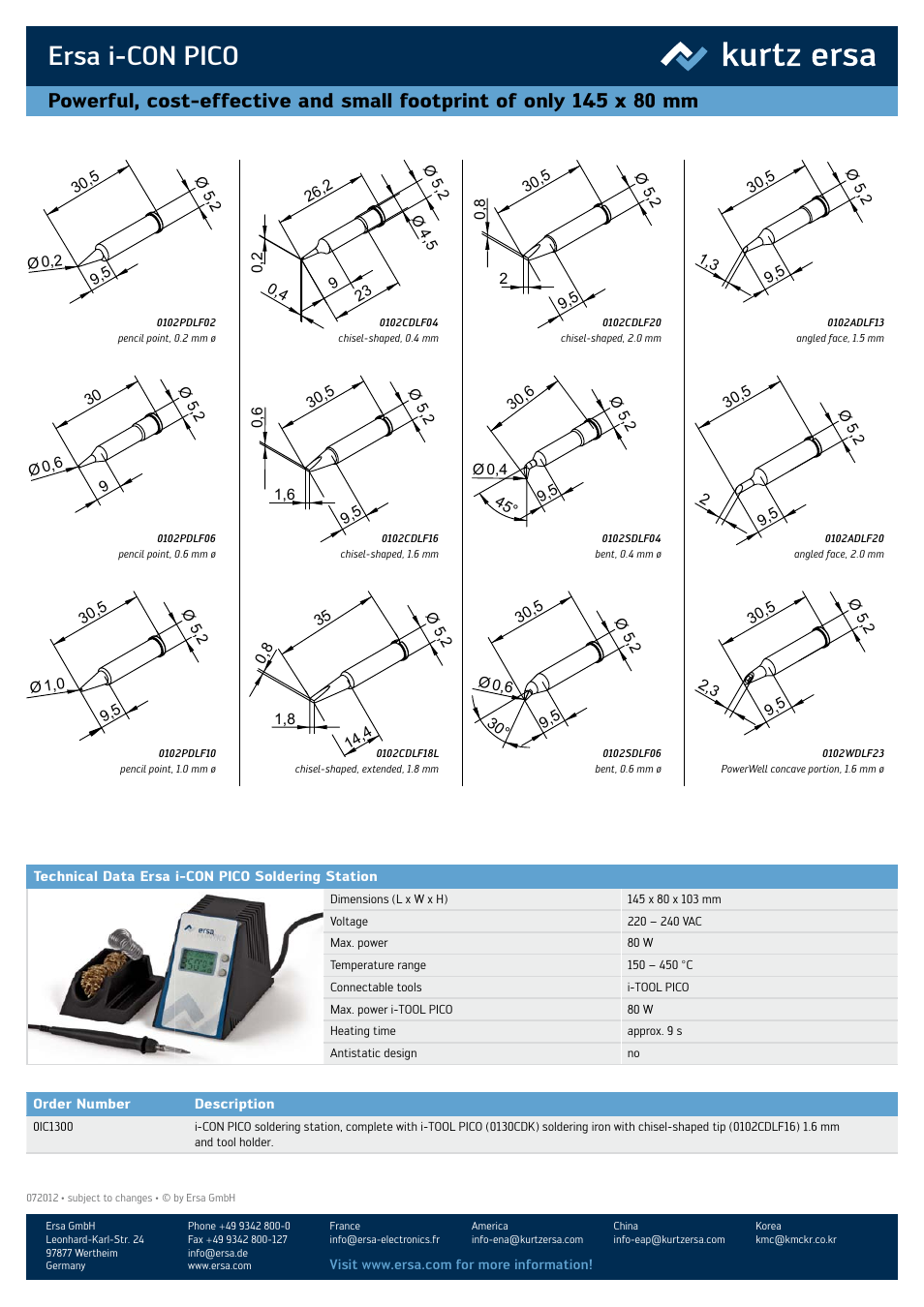 Ersa i-con pico | kurtz ersa i-CON PICO Soldering Station EN User Manual | Page 2 / 2