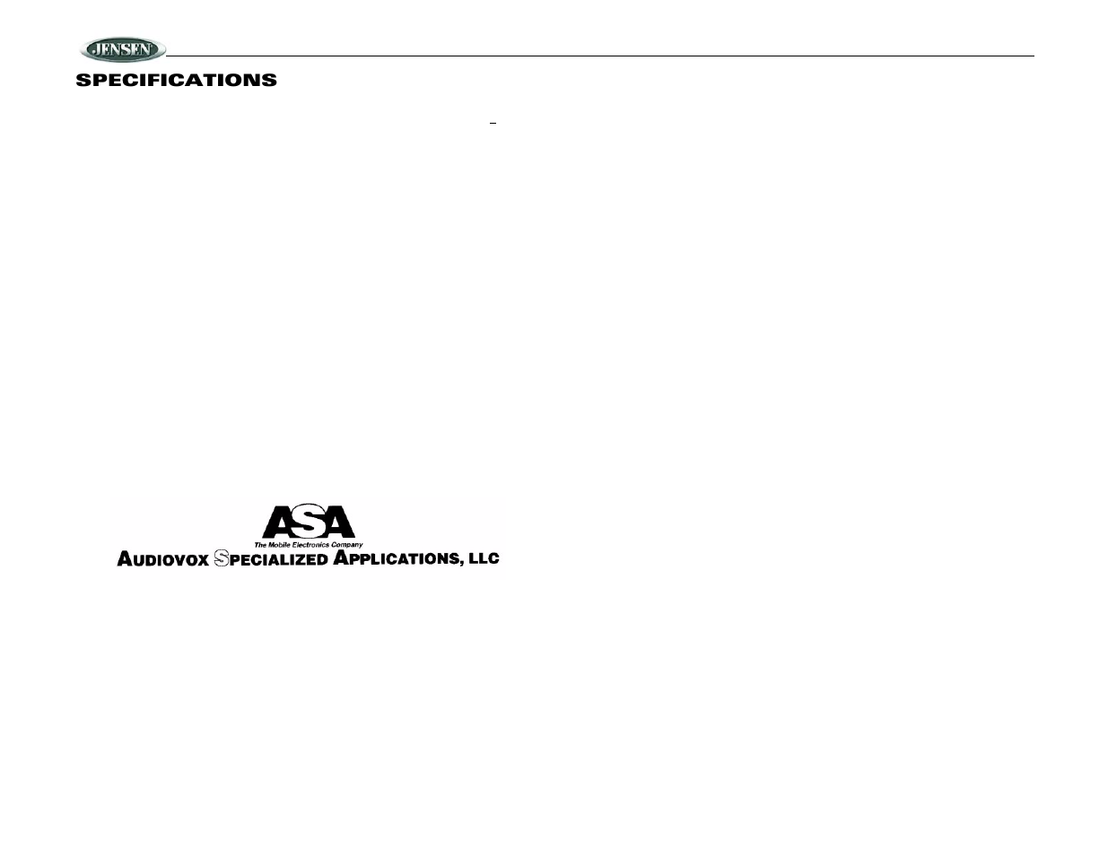 Msr3007, Specifications | ASA Electronics MSR3007 User Manual | Page 12 / 12