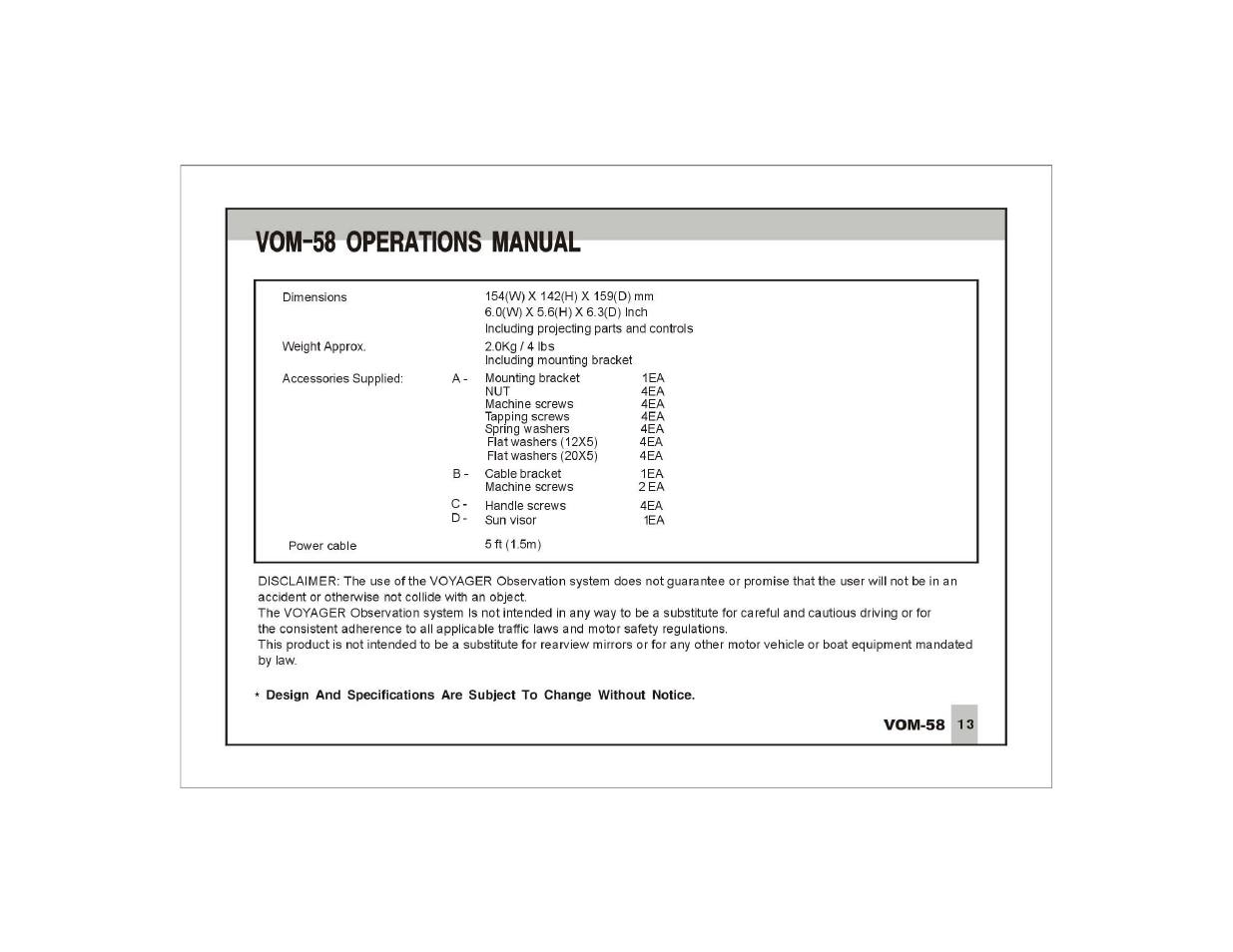 Vom-58 operations manual | ASA Electronics VOM-58 User Manual | Page 14 / 15