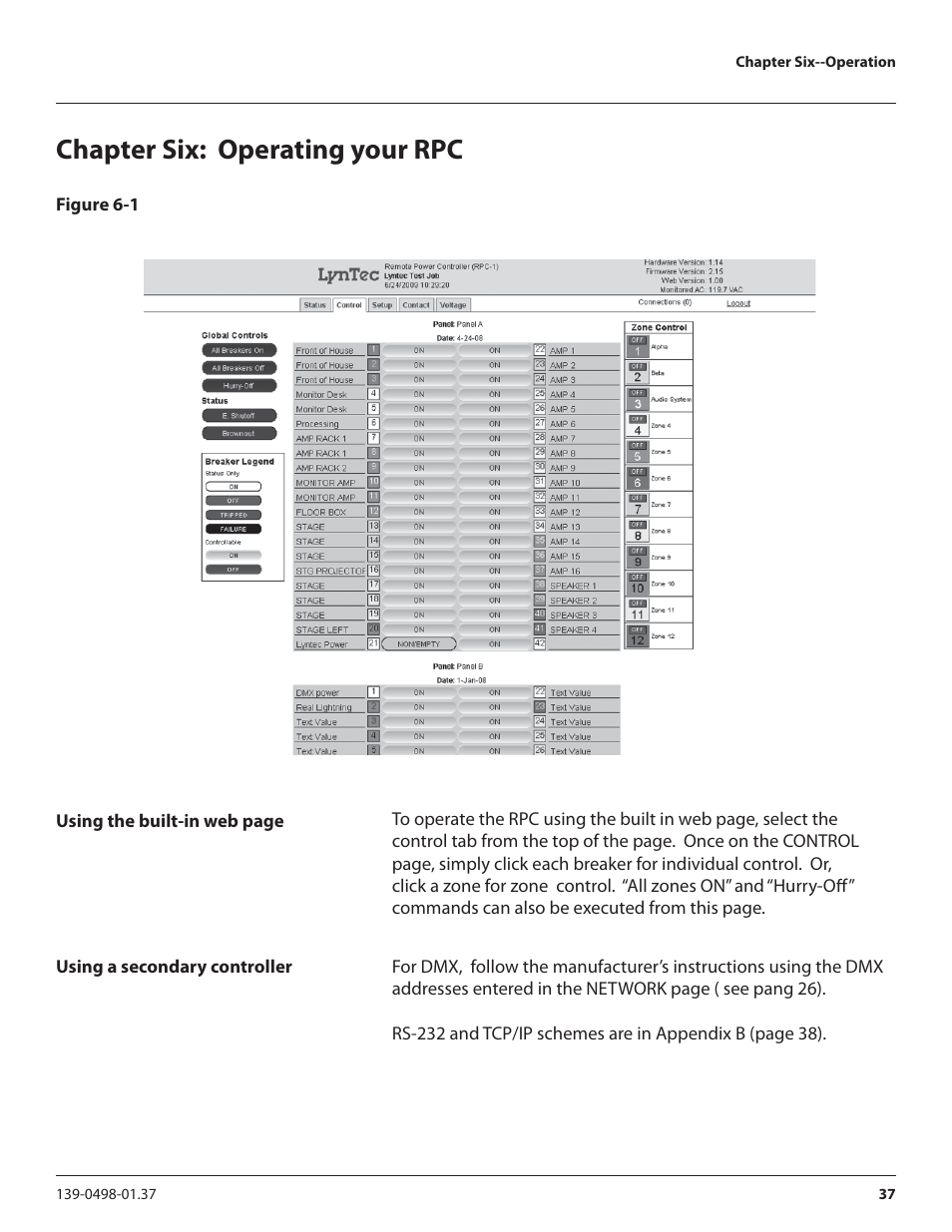 Chapter six: operating your rpc | Lyntec RPC User Manual | Page 37 / 57