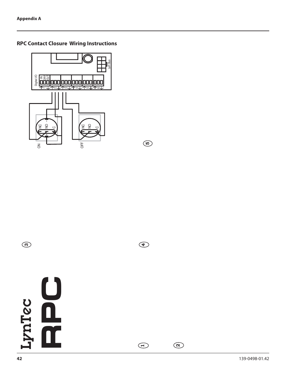 Lyntec, Contact closure wiring instructions | Lyntec RPC User Manual | Page 42 / 57