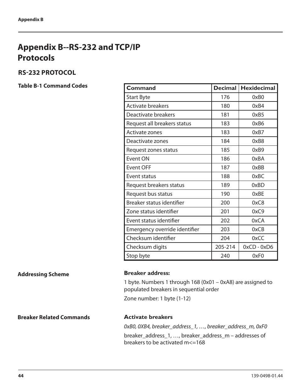 Appendix b--rs-232 and tcp/ip protocols | Lyntec RPC User Manual | Page 44 / 57