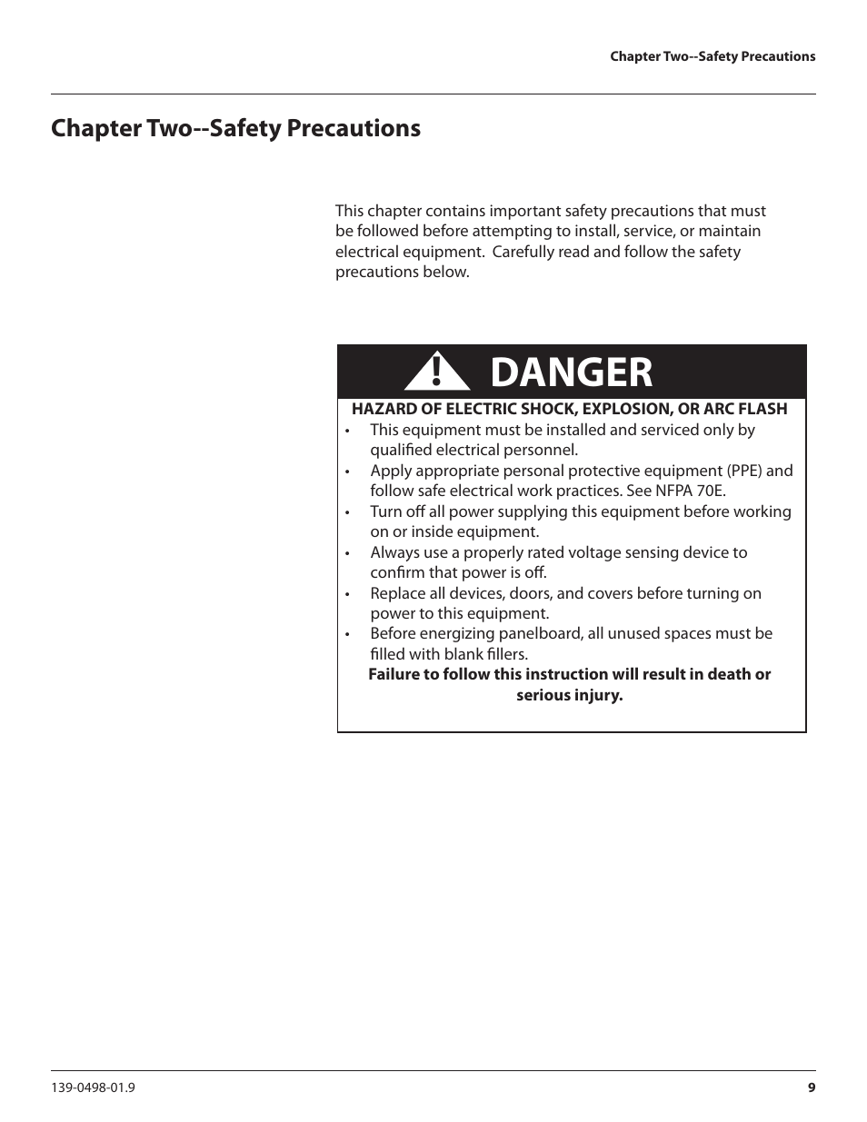 Danger, Chapter two--safety precautions | Lyntec RPC User Manual | Page 9 / 57