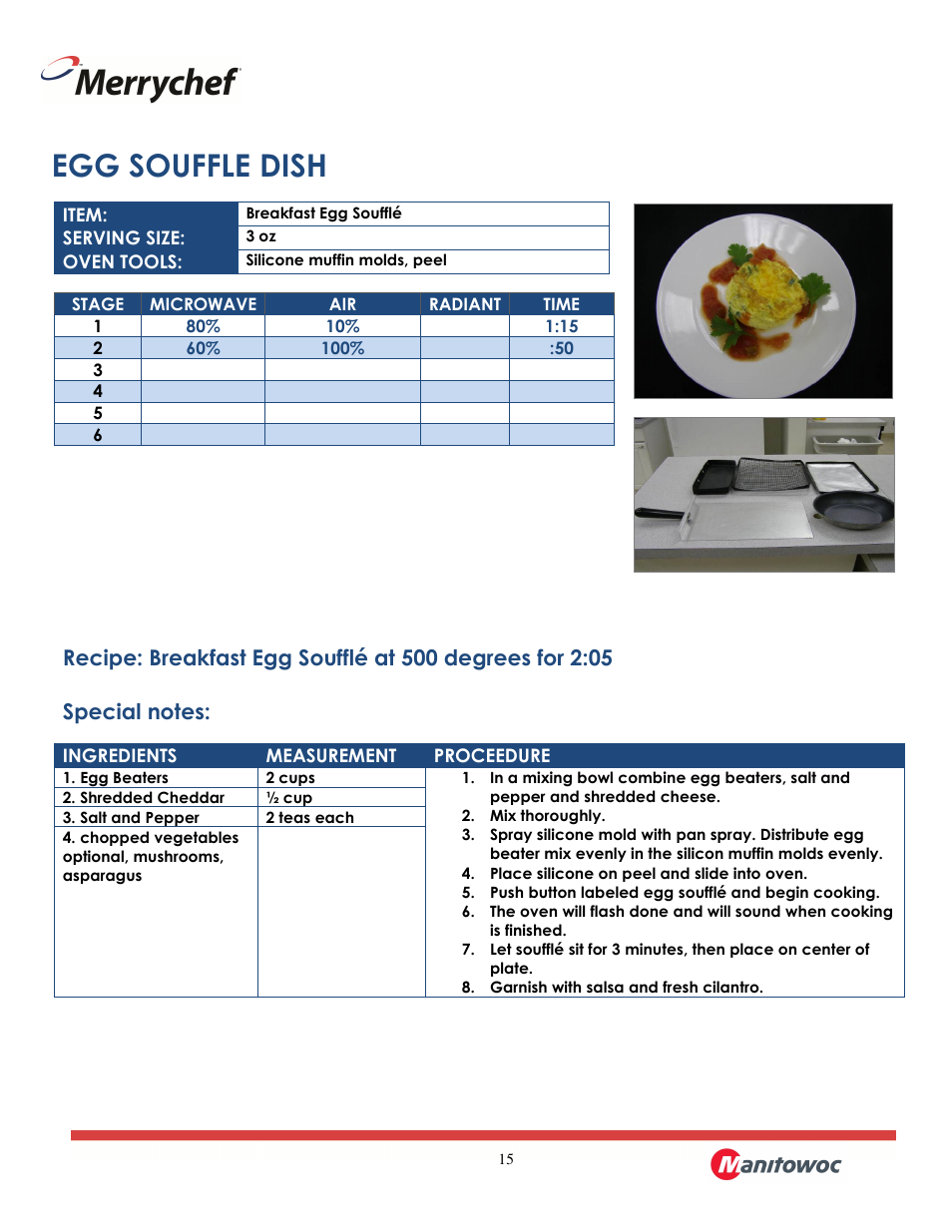 Egg souffle dish | Merrychef eikon e2 User Manual | Page 15 / 30