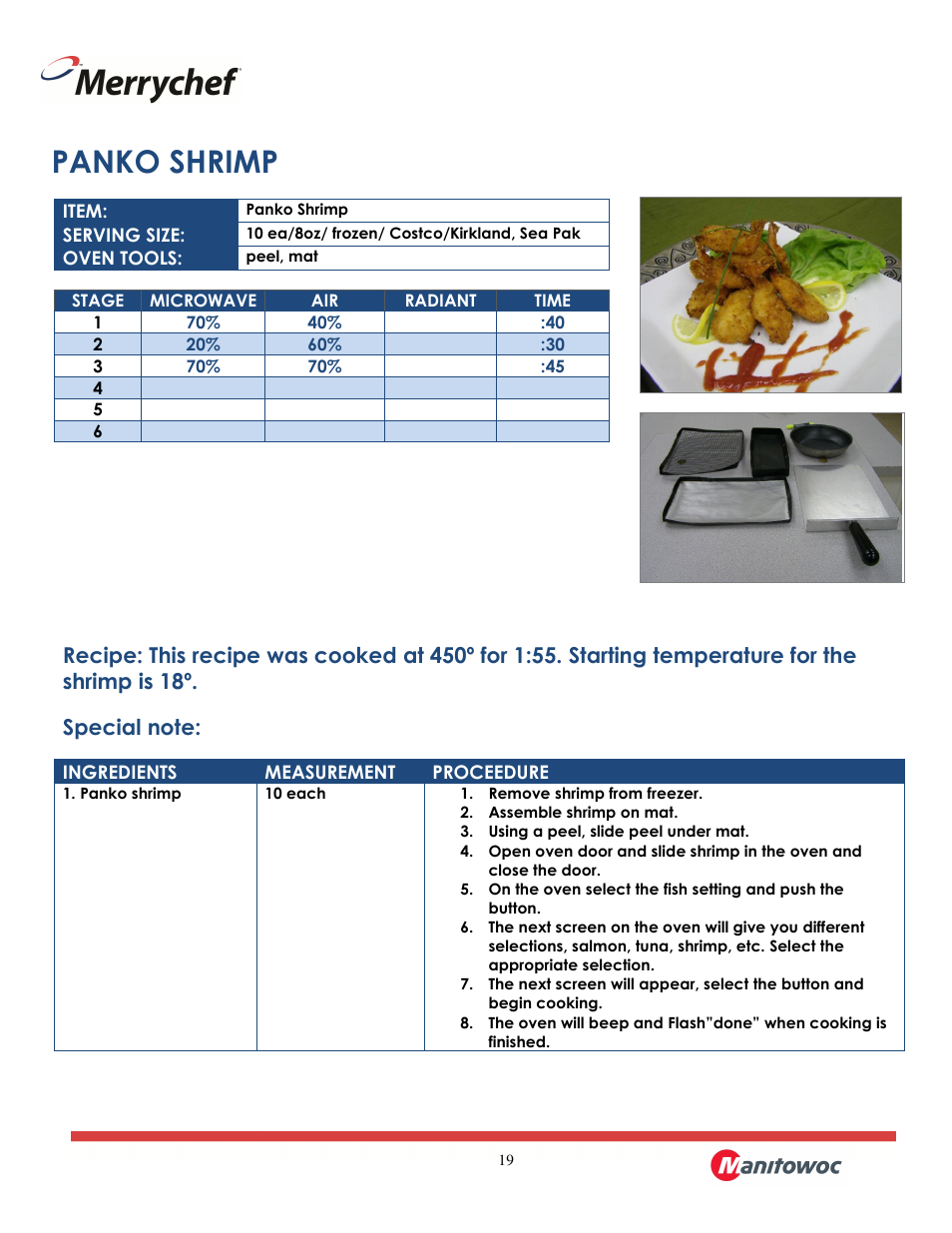 Panko shrimp | Merrychef eikon e2 User Manual | Page 19 / 30
