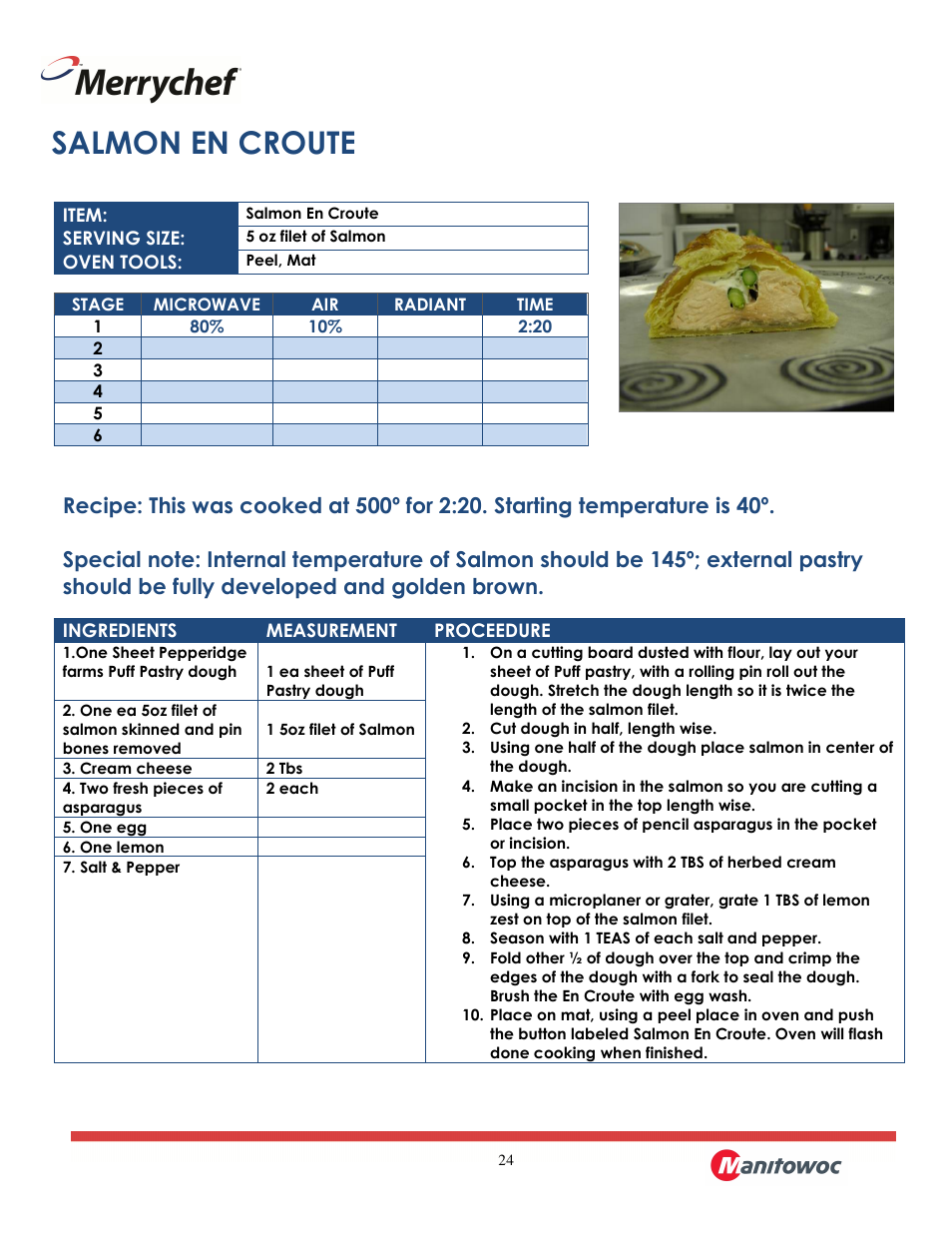 Salmon en croute | Merrychef eikon e2 User Manual | Page 24 / 30