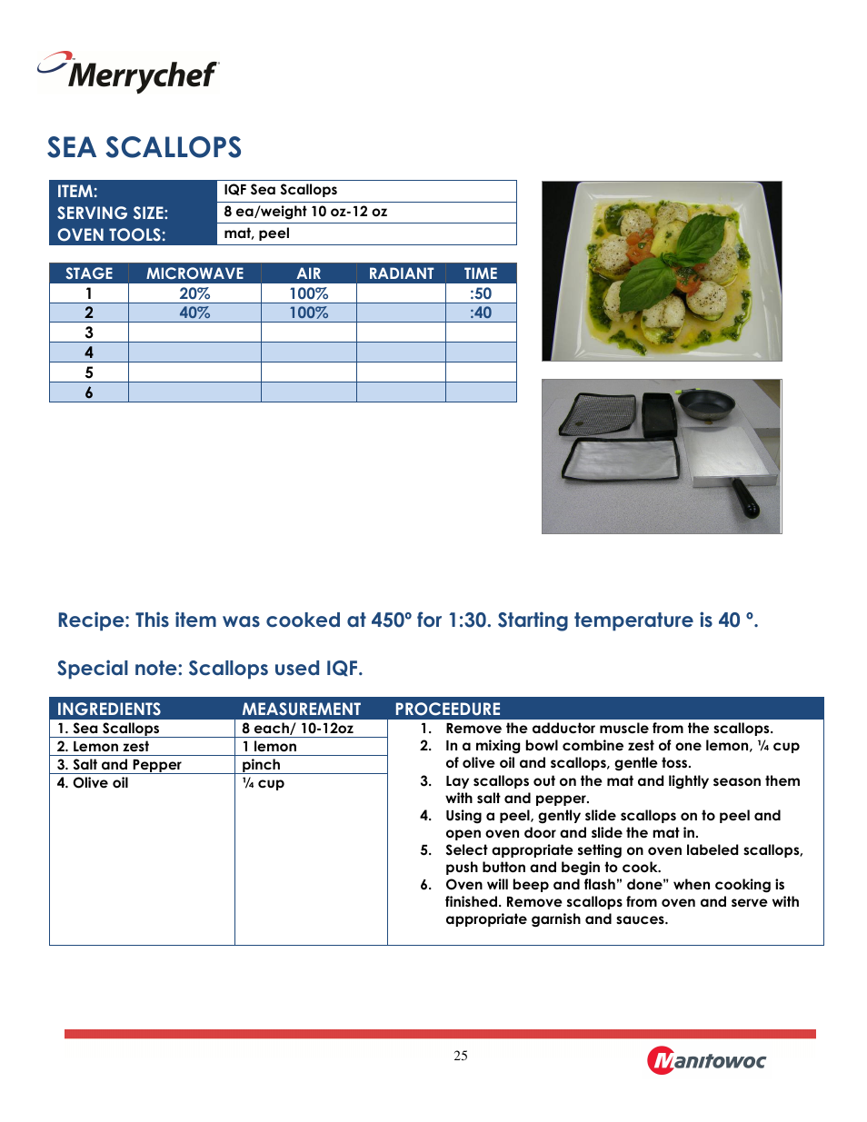 Sea scallops | Merrychef eikon e2 User Manual | Page 25 / 30