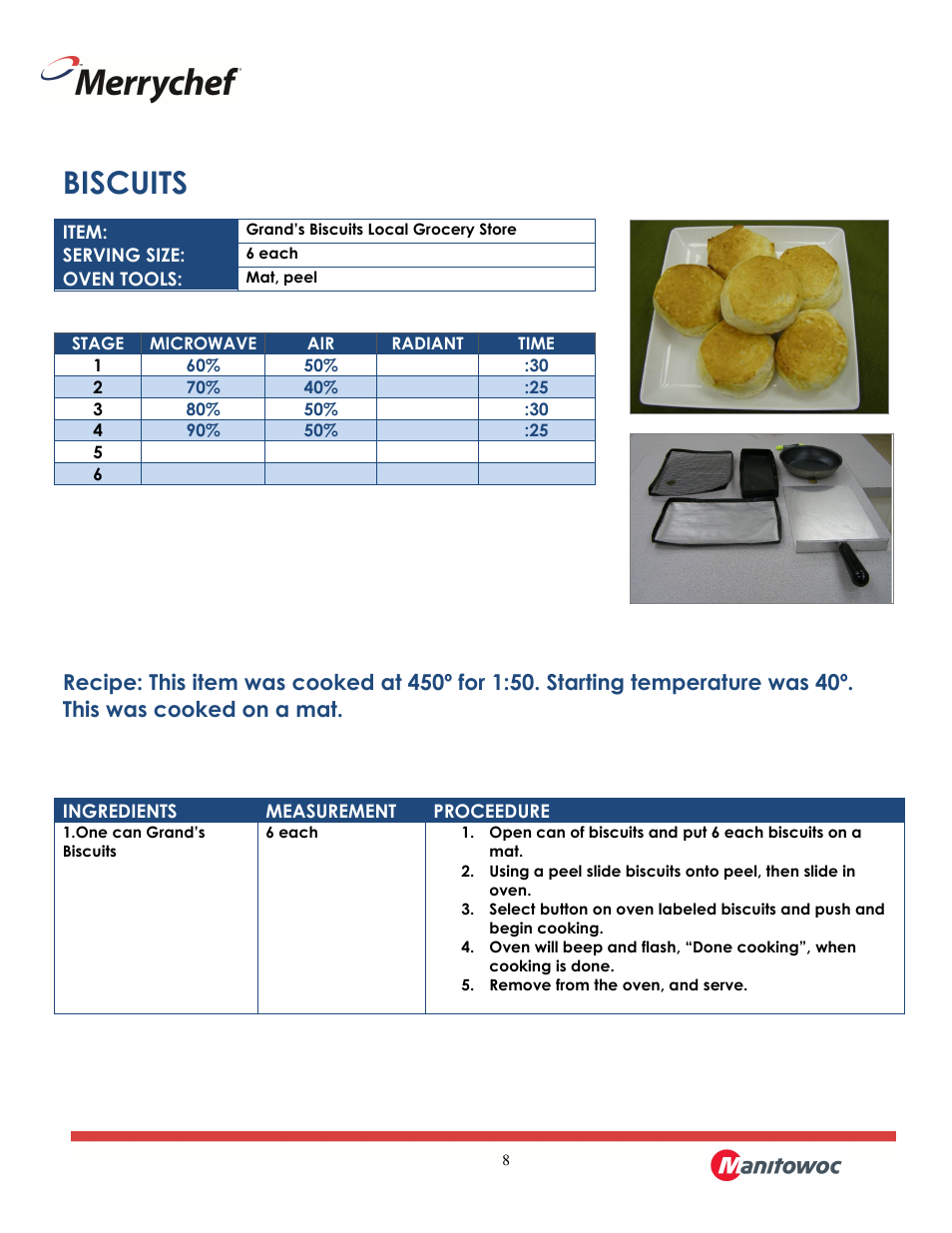 Biscuits | Merrychef eikon e2 User Manual | Page 8 / 30