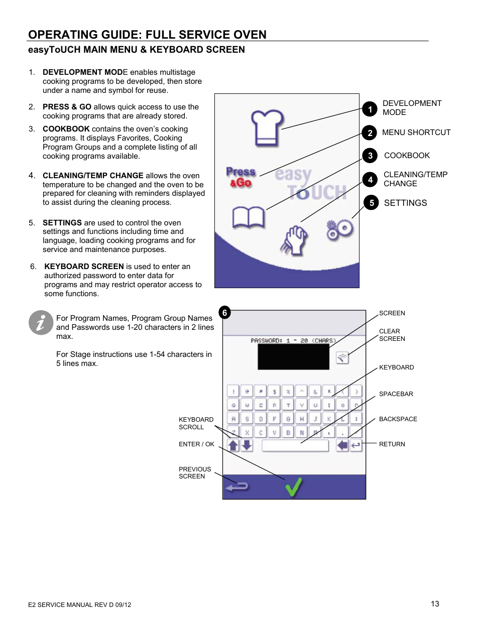 Operating guide: full service oven | Merrychef eikon e6 User Manual | Page 13 / 64
