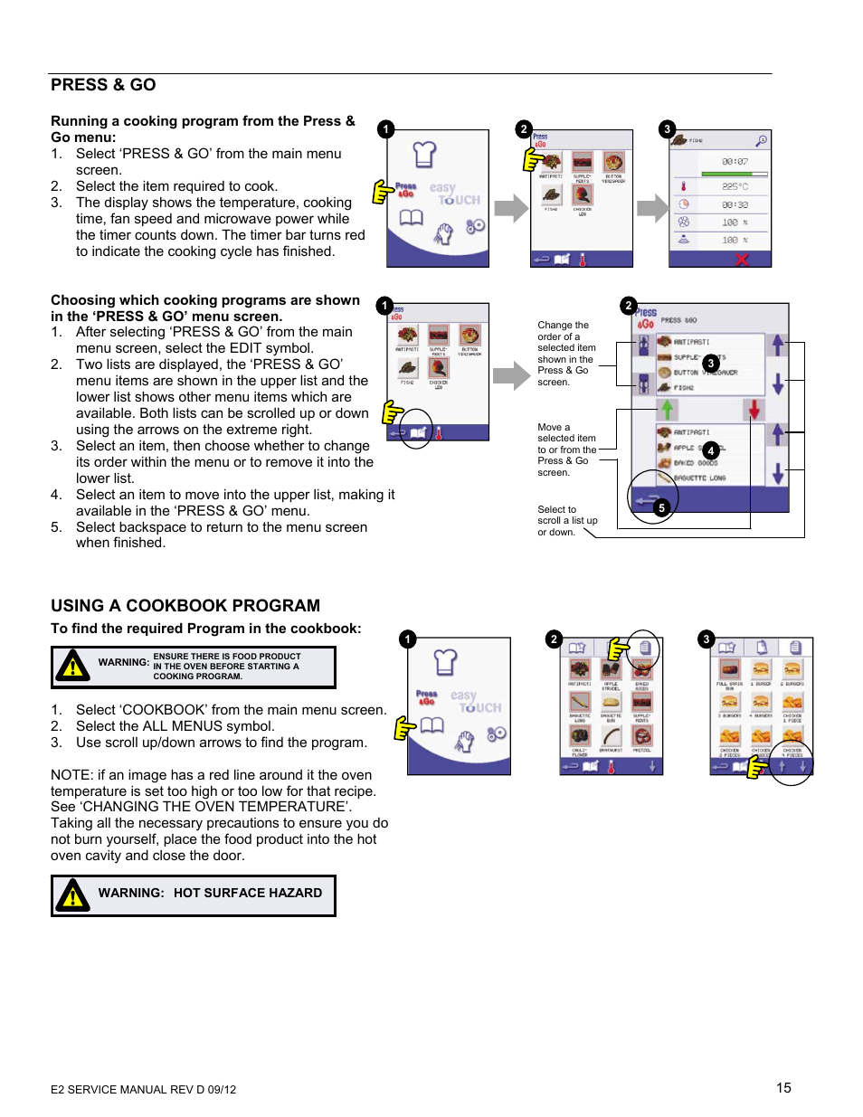 Press & go, Using a cookbook program | Merrychef eikon e6 User Manual | Page 15 / 64