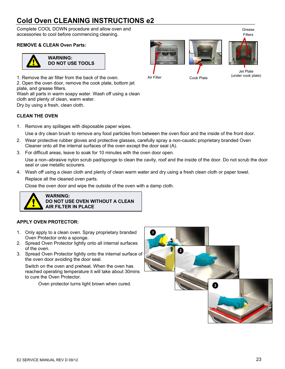 Cold oven cleaning instructions e2 | Merrychef eikon e6 User Manual | Page 23 / 64