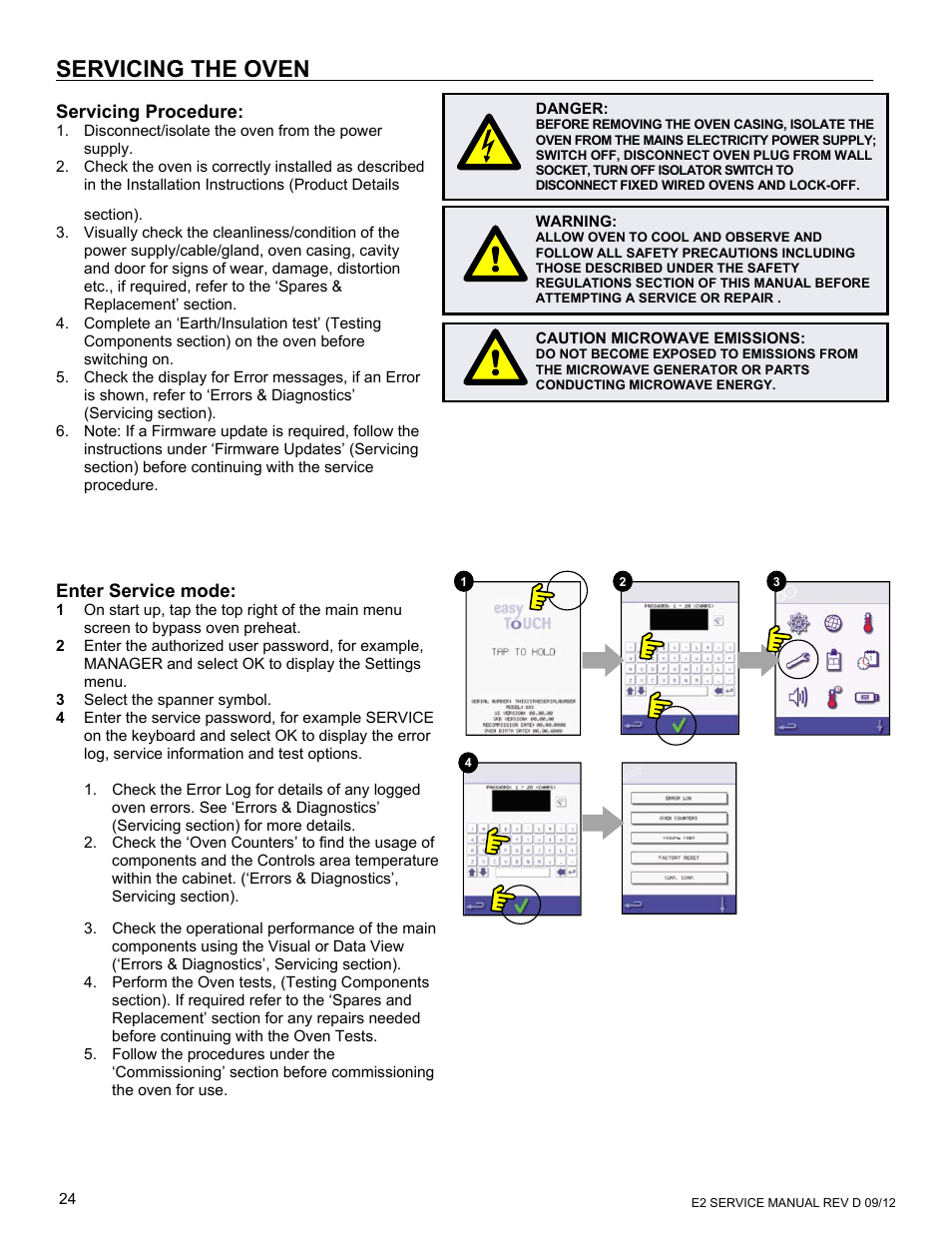 Servicing the oven | Merrychef eikon e6 User Manual | Page 24 / 64